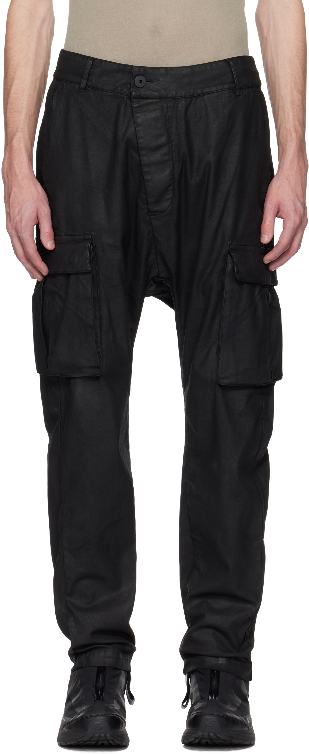 11 by Boris Bidjan Saberi Black Coated Object Cargo Pants