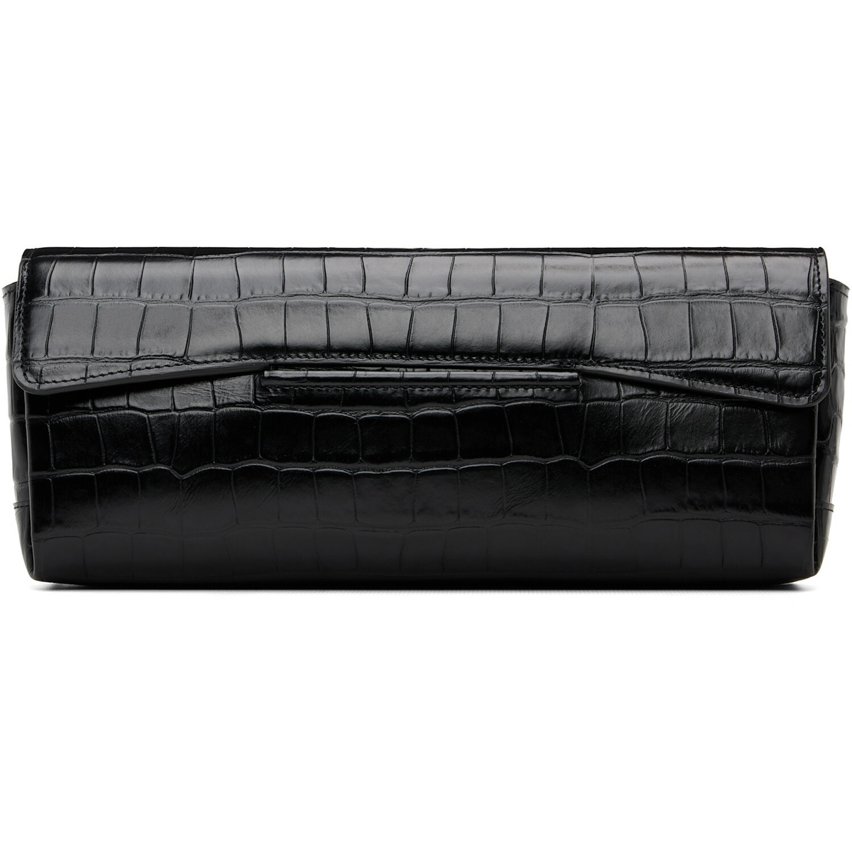 TOTEME Black Soft Croco-Embossed T Clutch