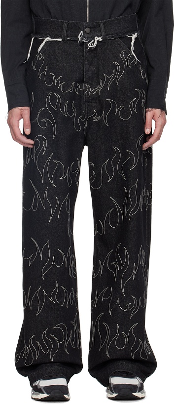 Photo: AIREI Black Embroidered Jeans