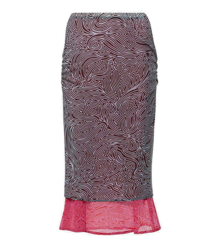 Photo: Dries Van Noten Printed pleated mesh midi skirt