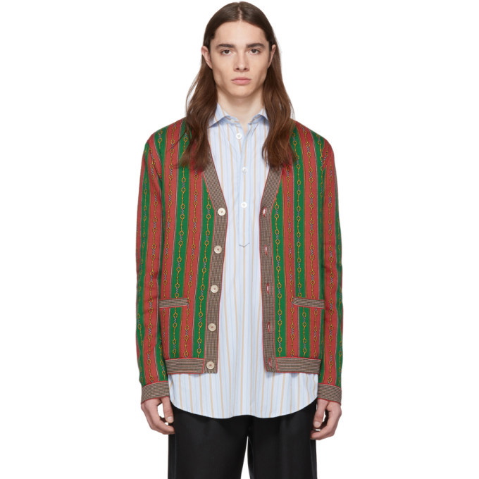 Photo: Gucci Red Wool Horsebit Cardigan