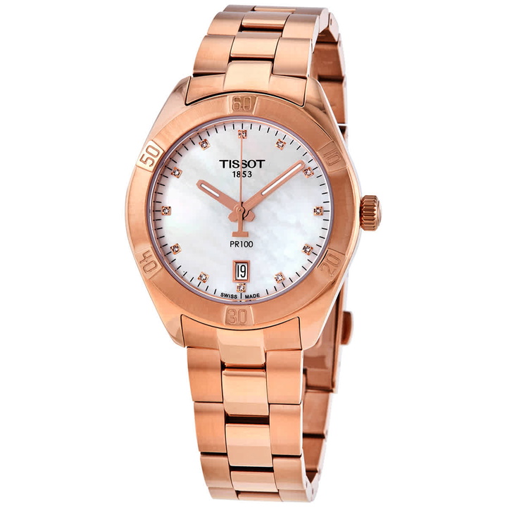 Photo: Tissot T-Classic PR100 Quartz Diamond Mother of Pearl Dial Ladies Watch T101.910.33.116.00