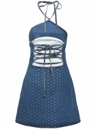 GIUSEPPE DI MORABITO - Embellished Cotton Denim Mini Dress