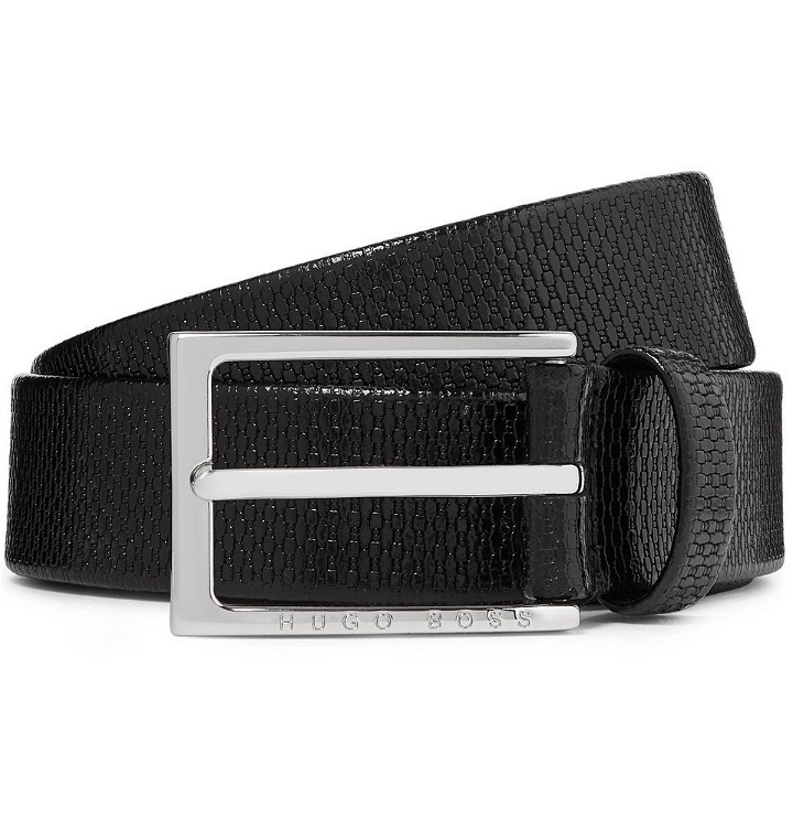 Photo: Hugo Boss - 3cm Black Ceddy Textured-Leather Belt - Black