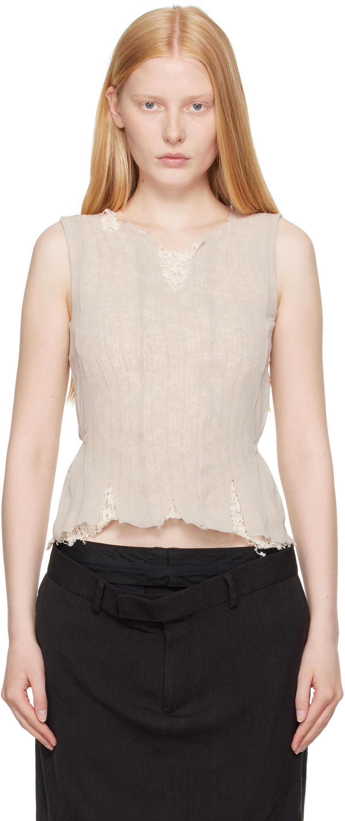 OUR LEGACY Taupe Ragged Top