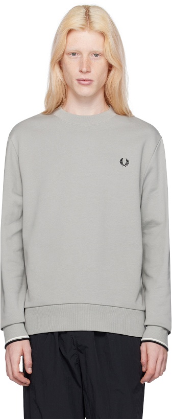 Photo: Fred Perry Gray Embroidered Sweatshirt