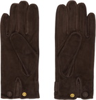 Ernest W. Baker Brown Buckle Appliqué Leather Gloves