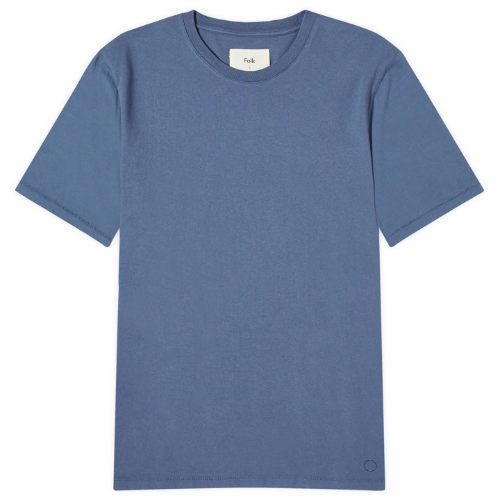 Photo: Folk Men's Contrast Sleeve T-Shirt in Soft Blue