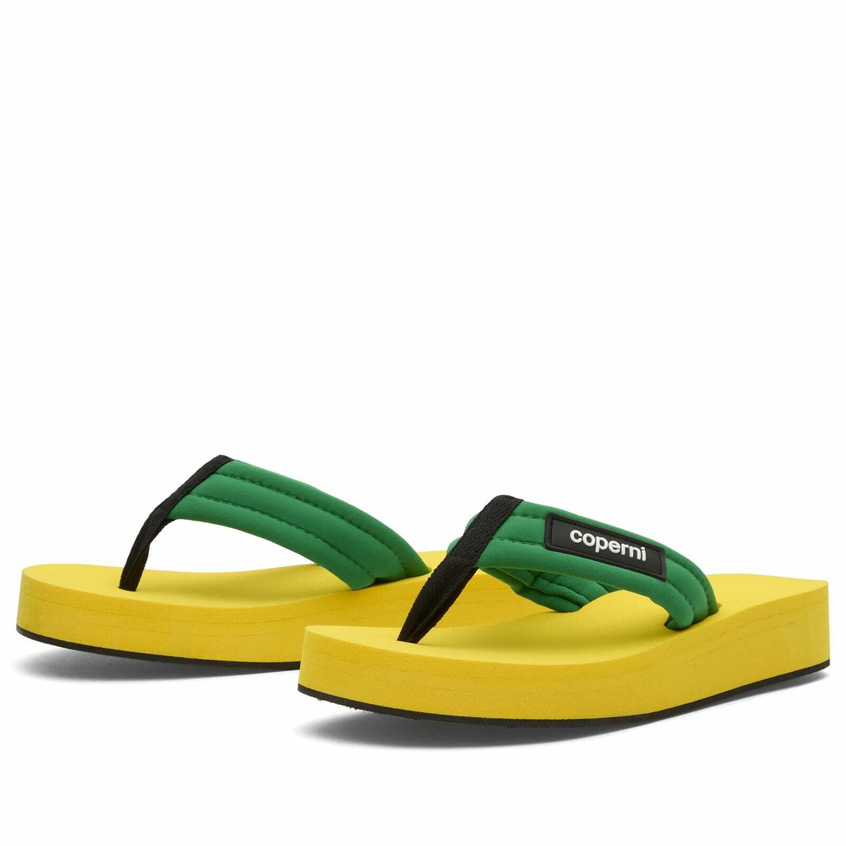 Coperni Women's FOAM FLIP FLOPS in Green-Yellow
