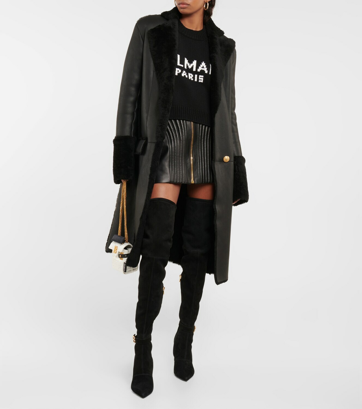 Balmain Leather and shearling coat Balmain