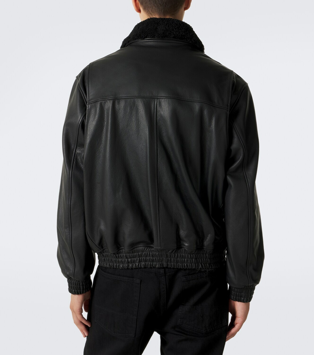 Arma Bari teddy-trimmed leather blouson jacket
