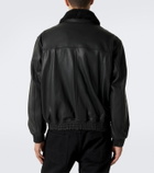 Arma Bari teddy-trimmed leather blouson jacket