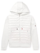 Moncler - Quilted Nylon-Panelled Cotton-Jersey Hooded Down Jacket - White