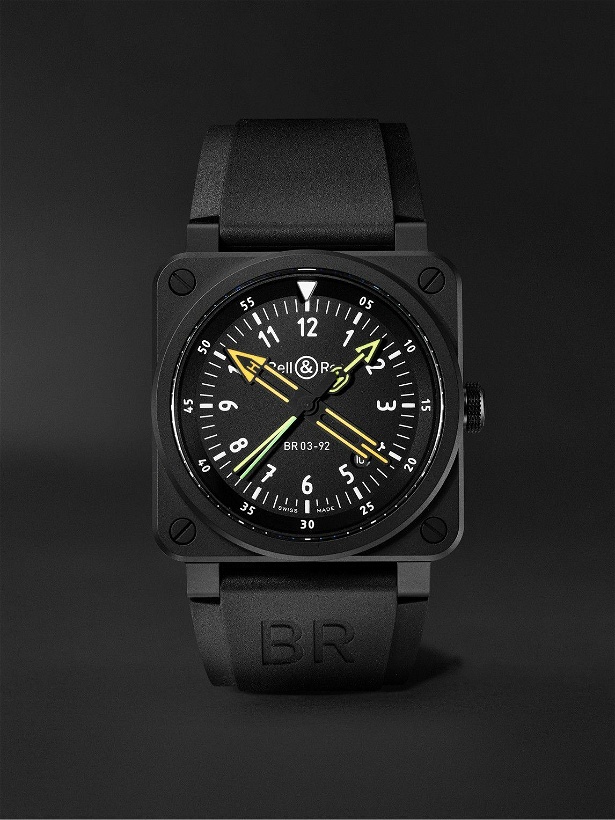 Photo: Bell & Ross - BR 03-92 Radiocompass Limited Edition Automatic 42mm Ceramic and Rubber Watch, Ref. No. BR0392-RCO-CE/SRB