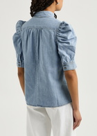 Frame Gillian Puff-sleeve Denim Blouse Blue