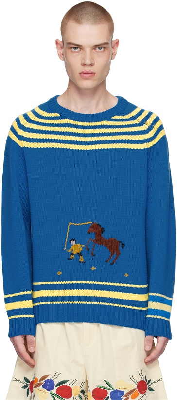 Photo: Bode Blue Pony Lasso Sweater