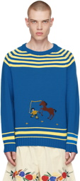 Bode Blue Pony Lasso Sweater