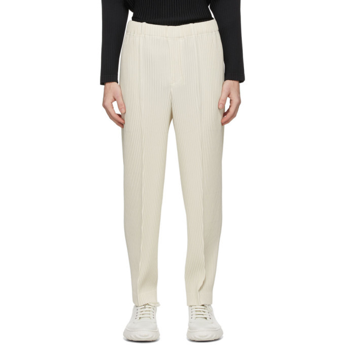 Homme Plisse Issey Miyake Beige Pleats Bottoms 2 Creased Trousers