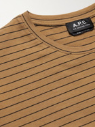 A.P.C. - Bastian Logo-Print Striped Cotton-Jersey T-Shirt - Brown