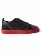 Christian Louboutin - Louis Junior Grosgrain-Trimmed Mesh and Full-Grain Leather Sneakers - Black