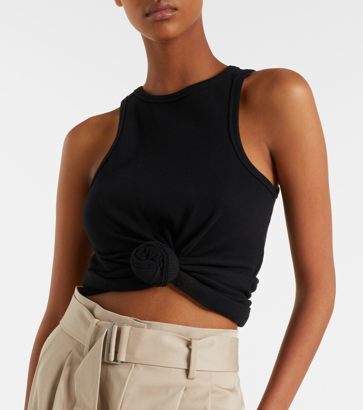 Magda Butrym Gathered cotton-blend jersey tank top