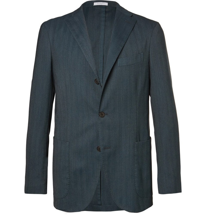 Photo: Boglioli - Blue Slim-Fit Herringbone Stretch Wool-Blend Blazer - Men - Blue