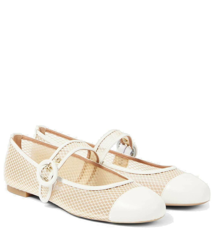 Photo: Aquazzura Solstice mesh and leather Mary Jane flats