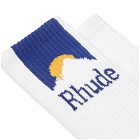 Rhude Men's Mountain Logo Sock in White