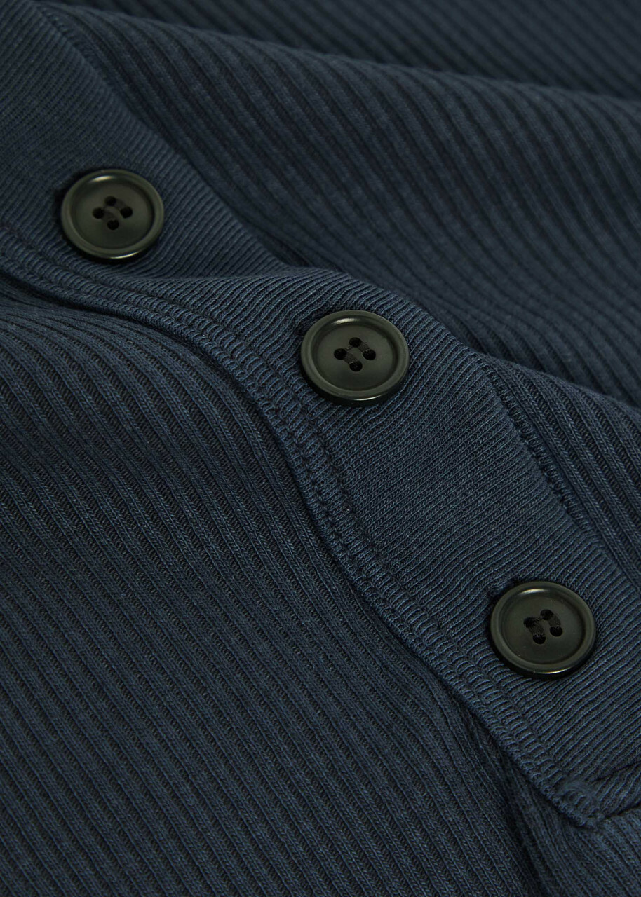 Citizens OF Humanity Varra Ribbed Cotton-blend Henley top Navy