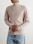 MILES LEON - Ribbed Merino Wool and Cashmere-Blend Rollneck Sweater - Neutrals