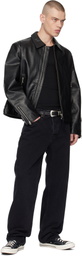 Nudie Jeans Black Eddy Rider Leather Jacket