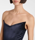 Alex Perry Asymmetric cotton and silk corset dress