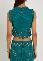 Rabanne Bead-embellished Crochet Cotton Cardigan Green