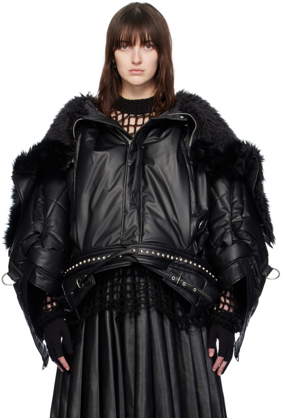 Photo: Junya Watanabe Black Padded Faux-Leather Jacket