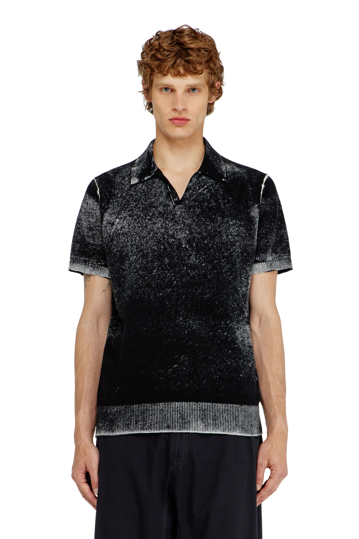 Diesel Knit polo shirt with faded reverse print - T-Shirts - Man
