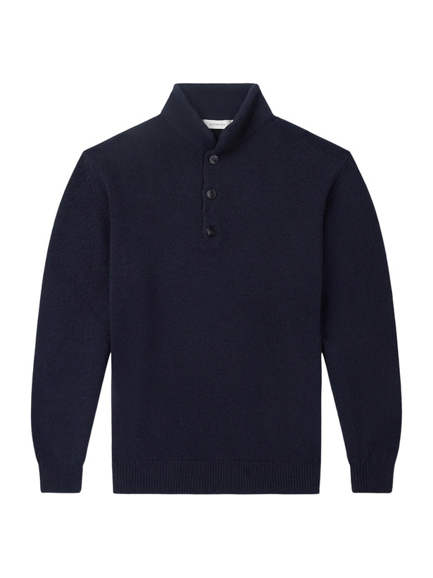 Photo: UMIT BENAN - Francis Cashmere Polo Sweater - Blue