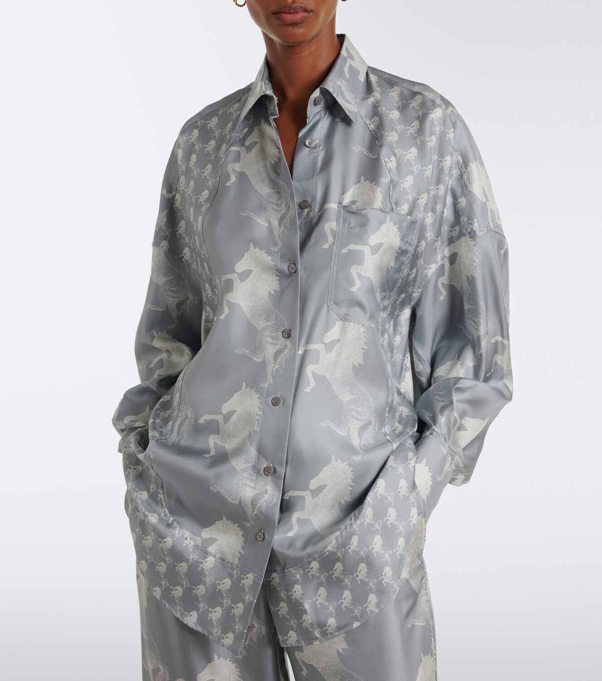Stella McCartney Printed silk satin shirt