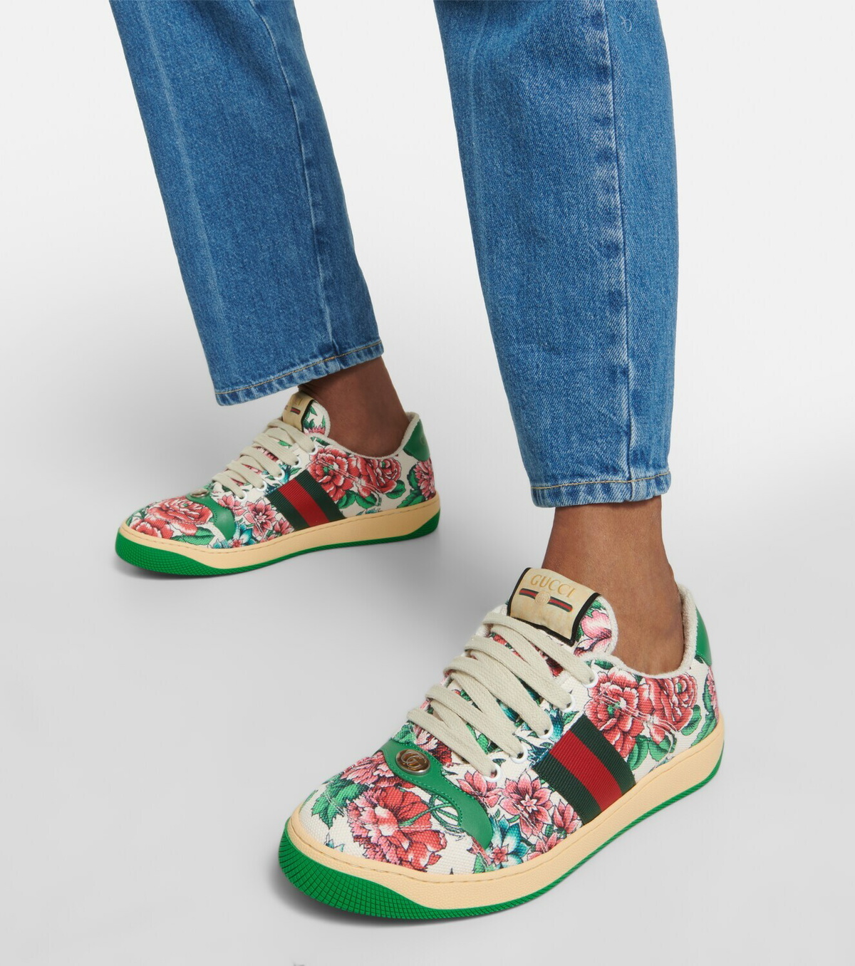 Gucci Screener floral leather sneakers Gucci