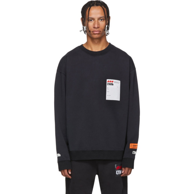 5回程度HERON PRESTON Black Sticker Label Hoodie - パーカー