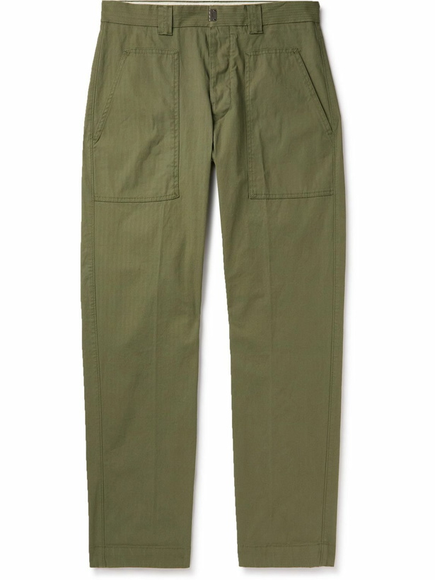 Photo: Incotex - Straight-Leg Herringbone Cotton-Blend Twill Trousers - Green