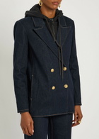 Alice + Olivia Jordan Sweatshirt-effect Stretch-denim Jacket Dark Blue