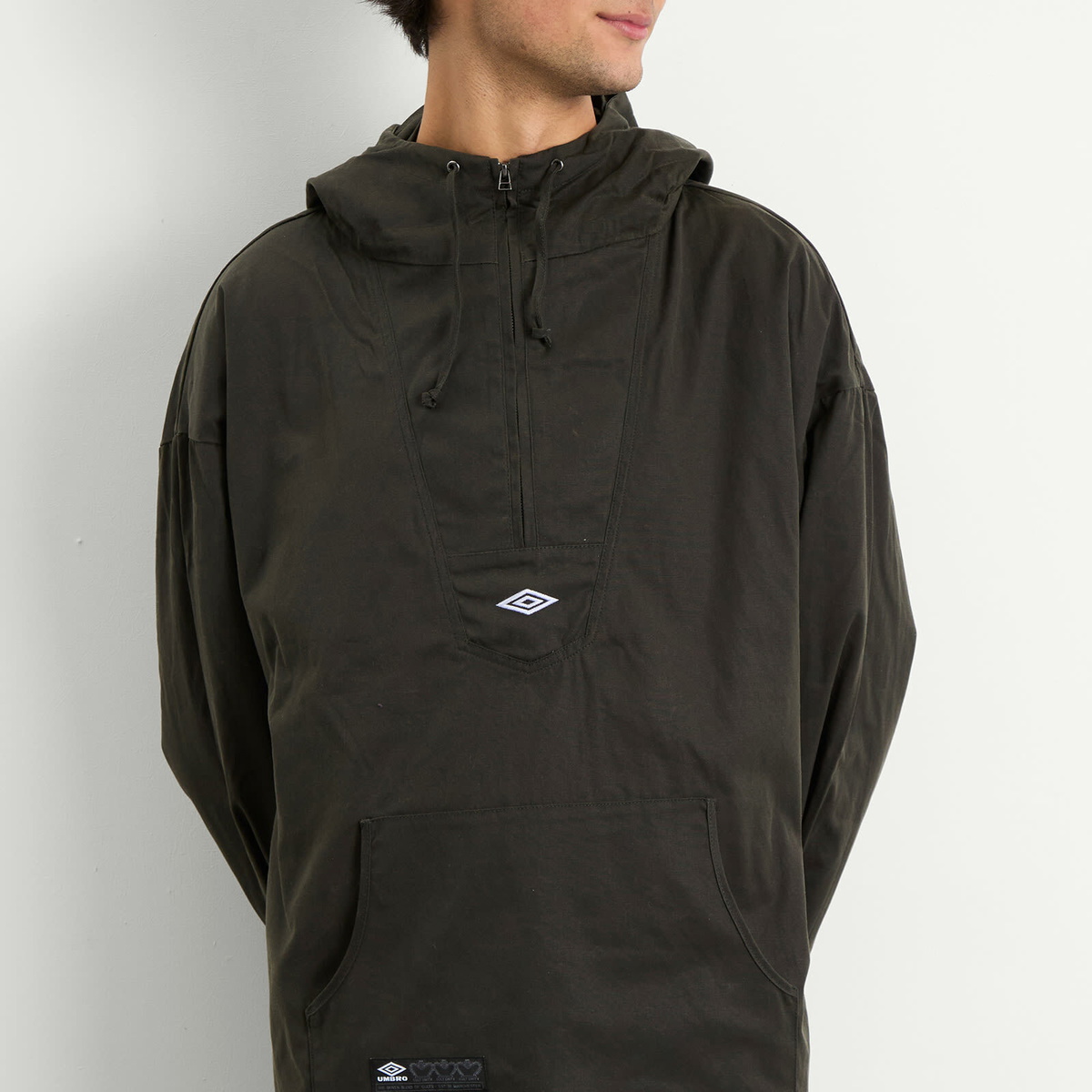 Umbro by Slam Jam Men's Masked Waxed Anorak in Dark Olive