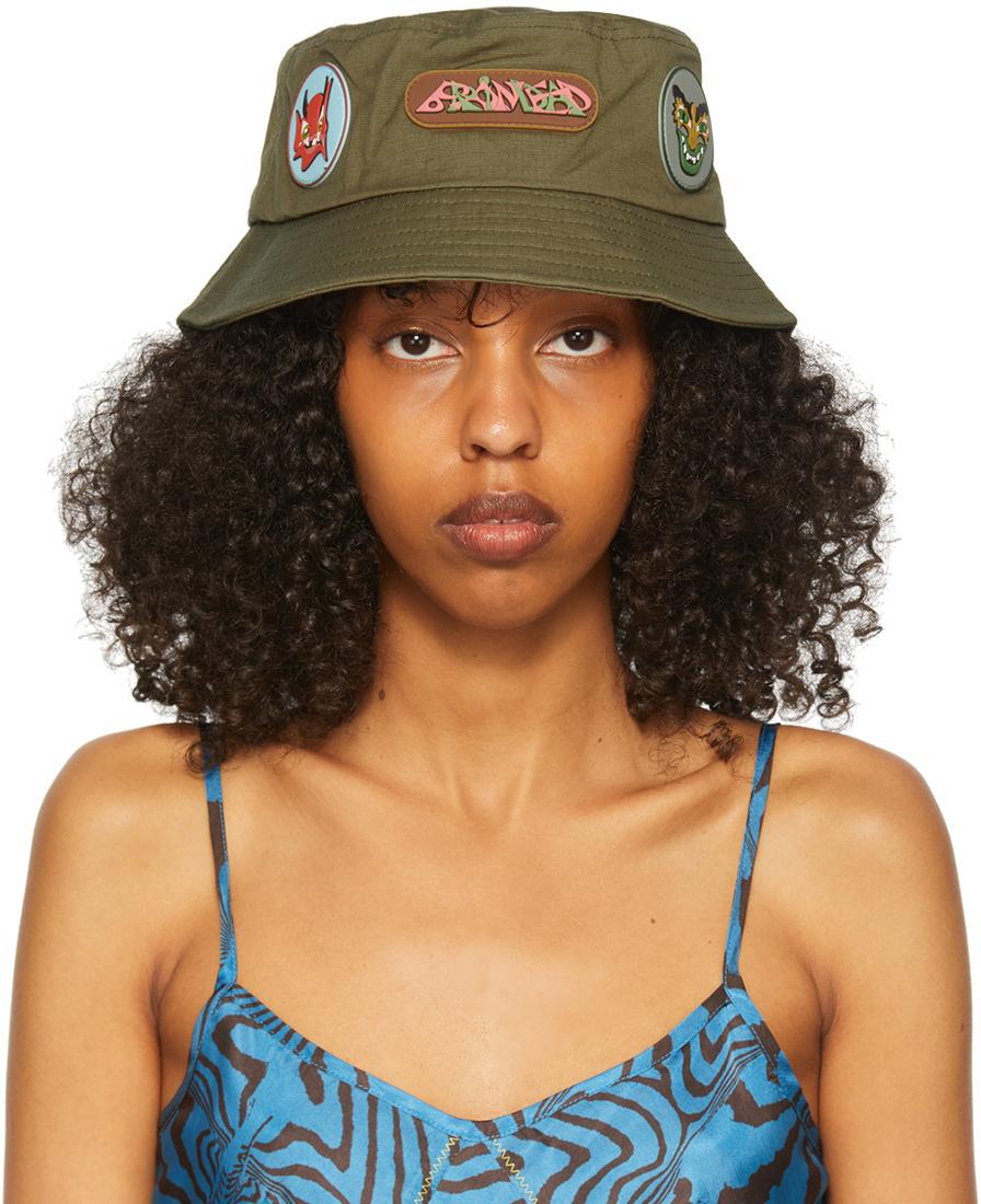 Brain Dead Khaki Metal Bucket Hat Brain Dead