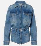 Self-Portrait Embellished denim romper