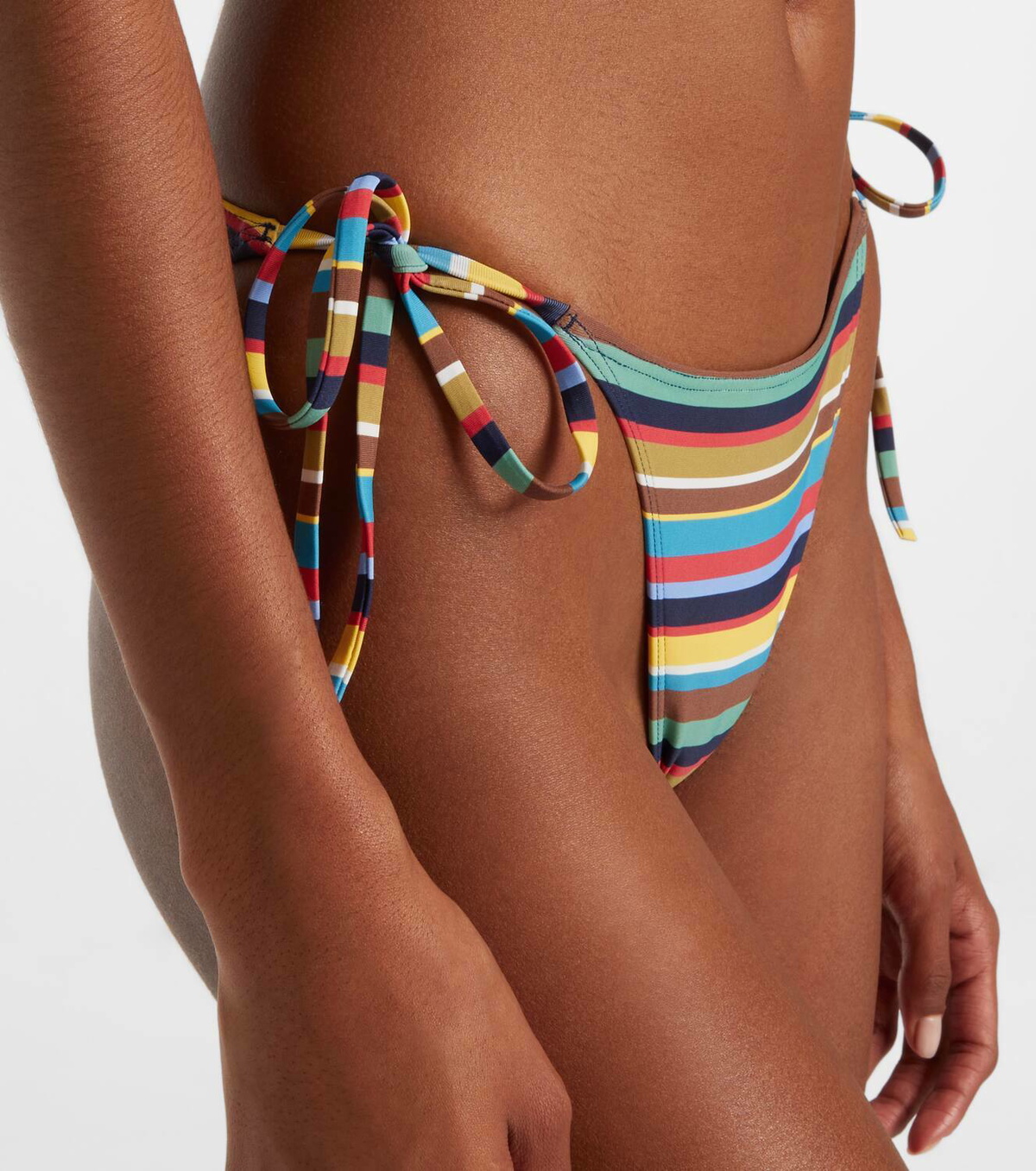 Staud Sisley striped low-rise bikini bottoms
