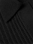 Auralee - Ribbed Cotton and Wool-Blend Polo Shirt - Black