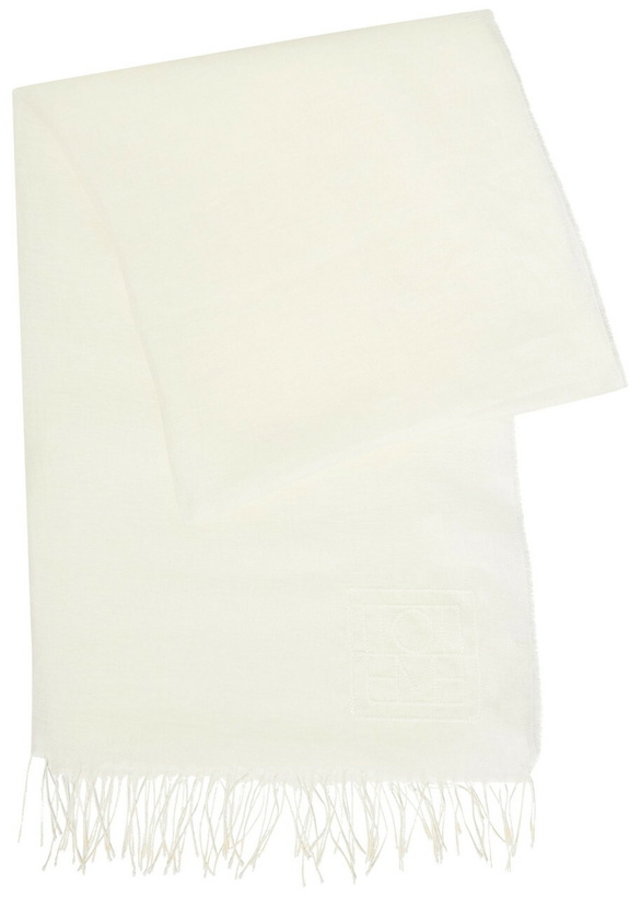 Photo: Toteme Logo-embroidered Frayed Linen Sarong - White - One Size