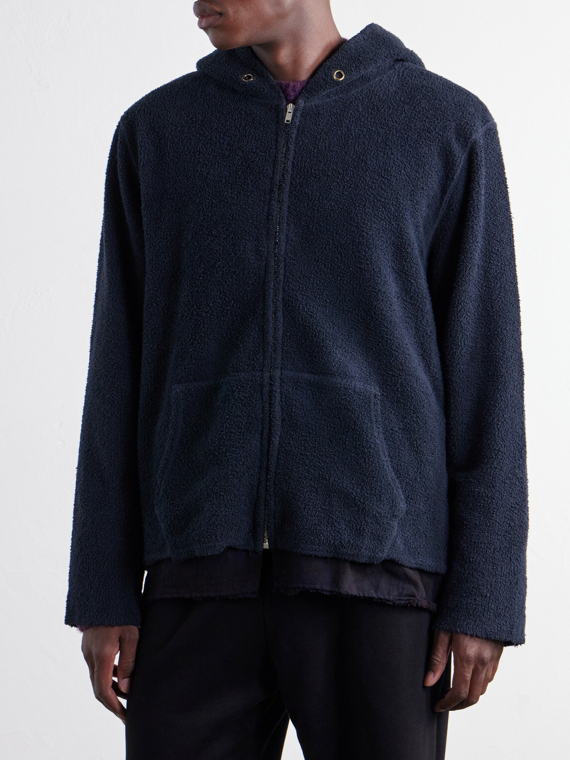 Les Tien - Cotton-Fleece Zip-Up Hoodie - Blue