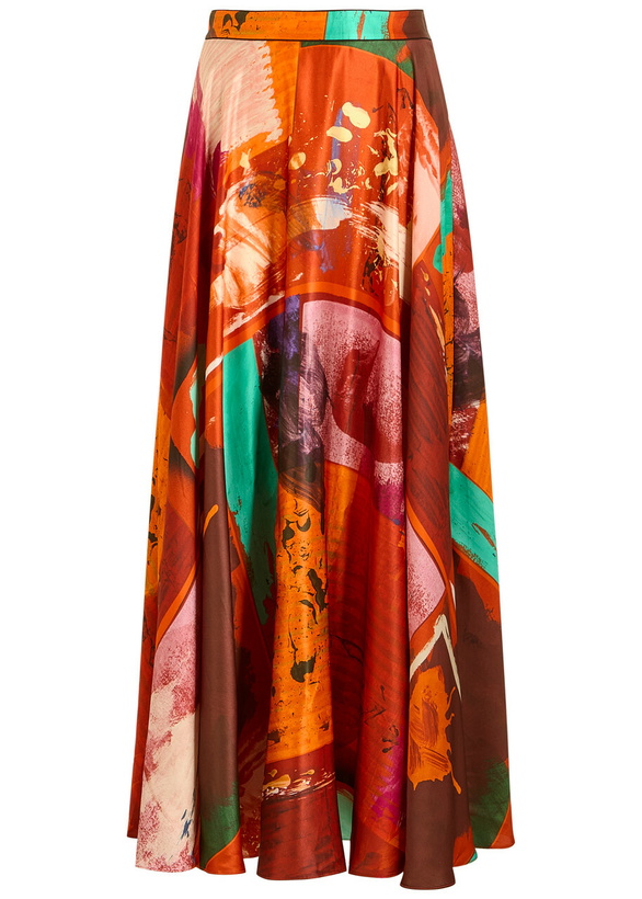Photo: Roksanda Ameera Printed Satin Midi Skirt Multi Print