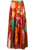 Roksanda Ameera Printed Satin Midi Skirt Multi Print